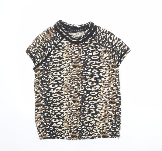 NEXT Womens Multicoloured Animal Print 100% Cotton Basic T-Shirt Size 12 Crew Neck