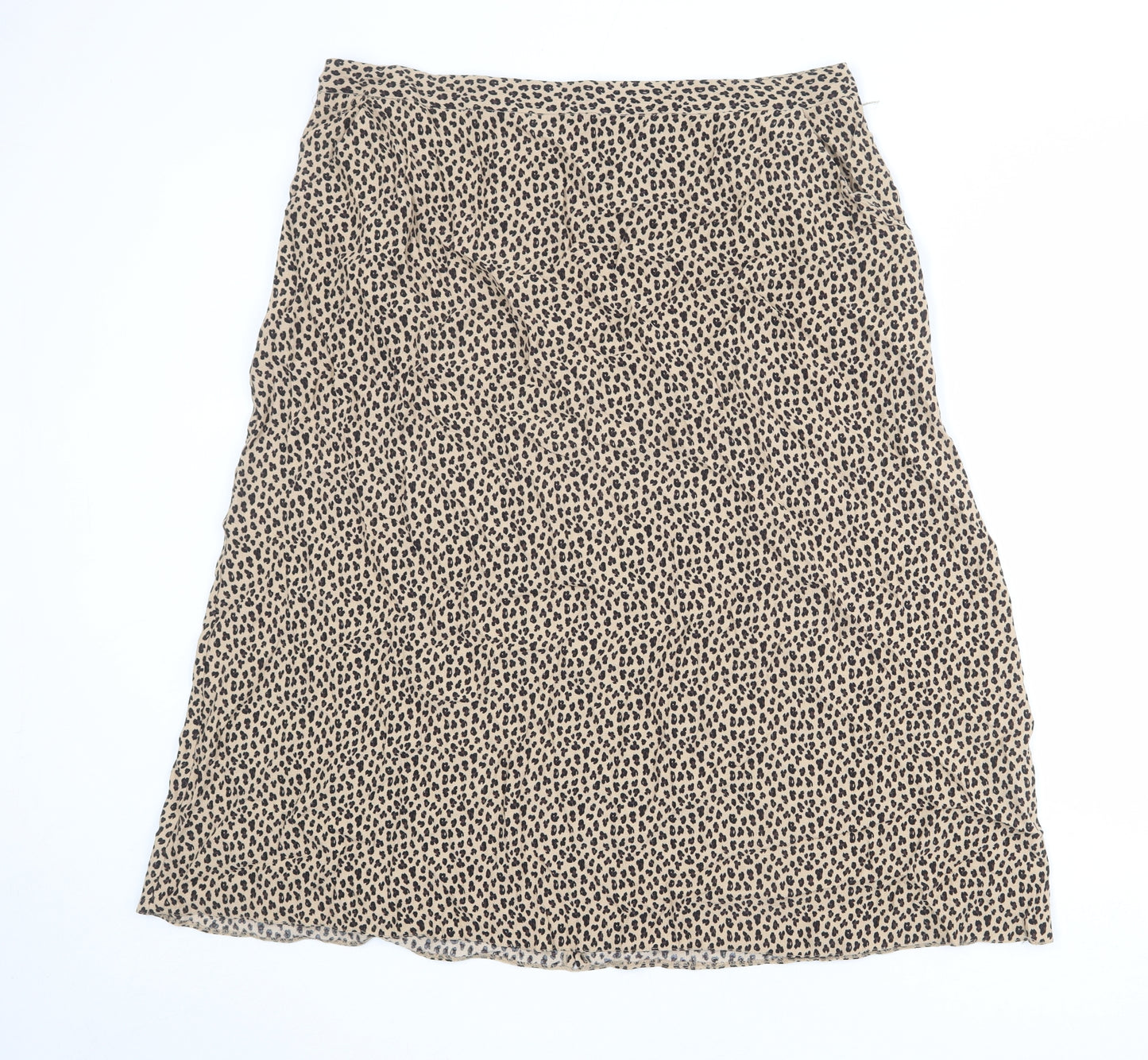 Editors Cut Womens Beige Animal Print Viscose A-Line Skirt Size 18 Zip - Leopard pattern