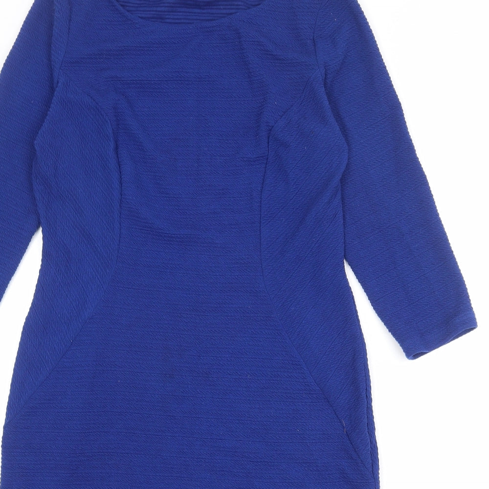 Marks and Spencer Womens Blue Polyester Shift Size 14 Round Neck Pullover