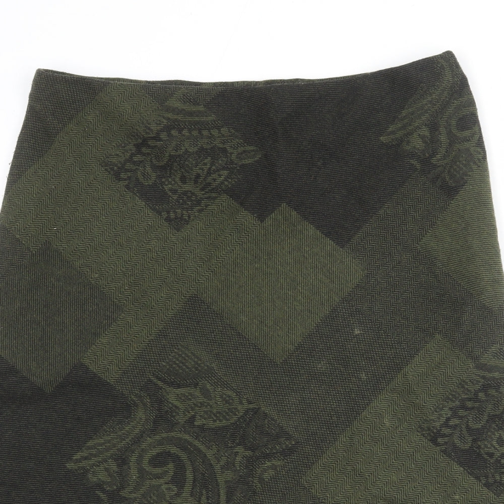 Marks and Spencer Womens Green Geometric Acrylic A-Line Skirt Size 16