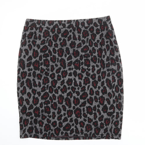 M&Co Womens Grey Animal Print Polyester Bandage Skirt Size 20 - Leopard pattern
