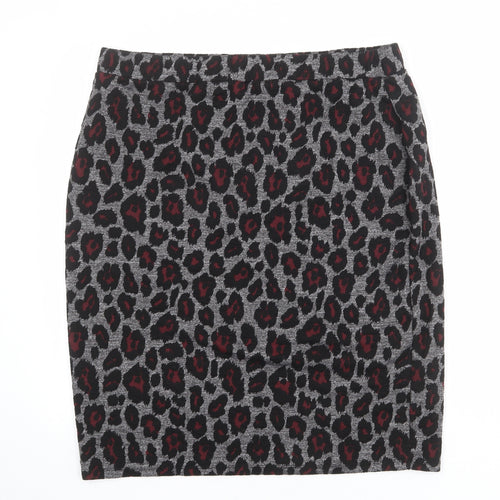 M&Co Womens Grey Animal Print Polyester Bandage Skirt Size 20 - Leopard pattern