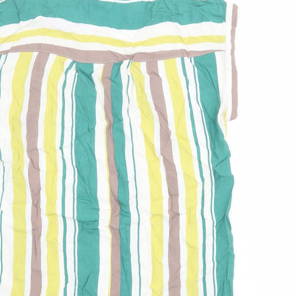 NEXT Womens Multicoloured Striped Viscose Basic Blouse Size 12 Boat Neck