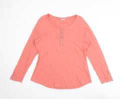 Indigo Womens Pink Cotton Basic Blouse Size 16 Round Neck