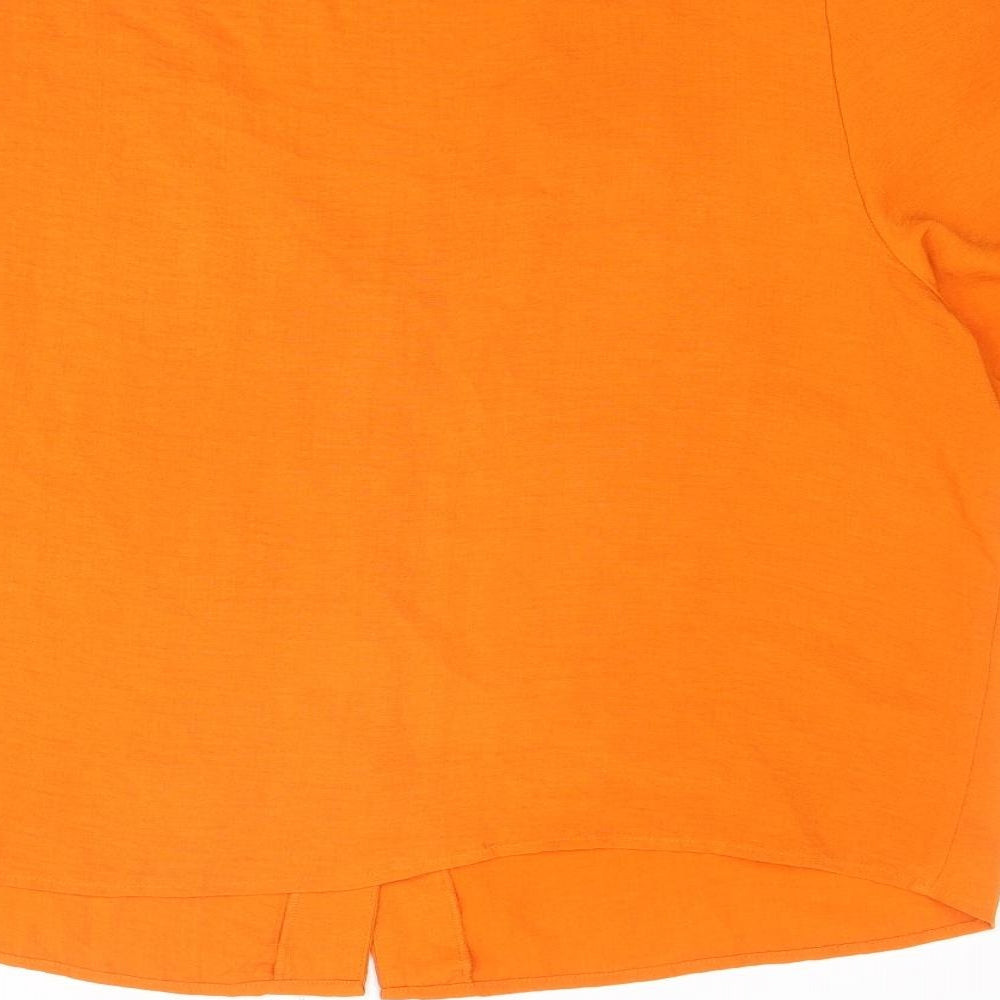 New Look Womens Orange Polyester Cropped Button-Up Size 18 V-Neck