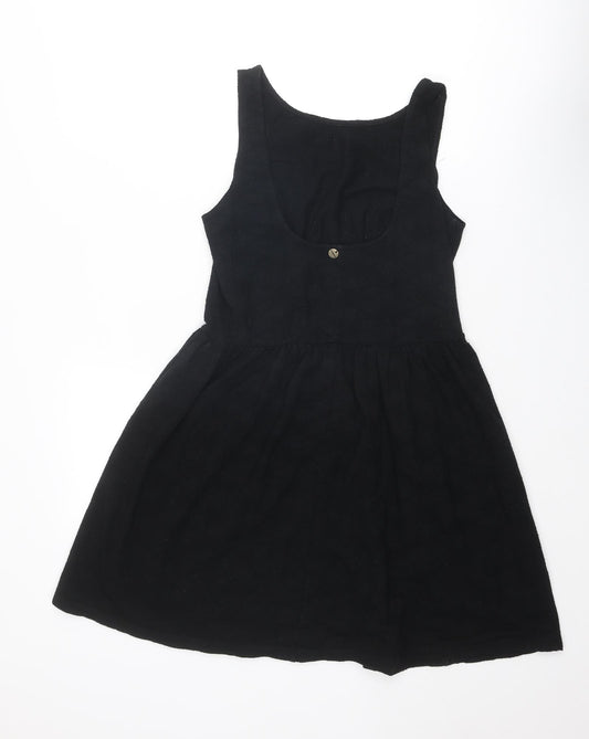 Attrattivo Womens Black Cotton Tank Dress Size 12 Scoop Neck Pullover