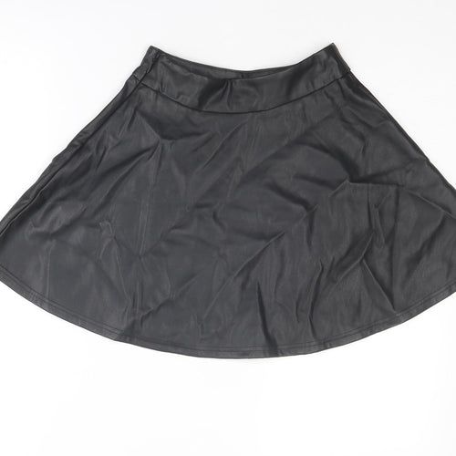 New Look Girls Black Polyurethane Skater Skirt Size 10-11 Years Regular Zip