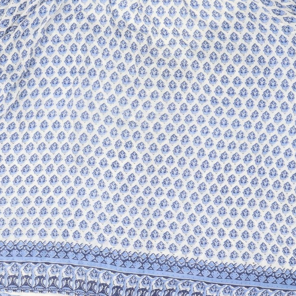 BLL New York Womens Blue Geometric Cotton Basic Blouse Size XL V-Neck