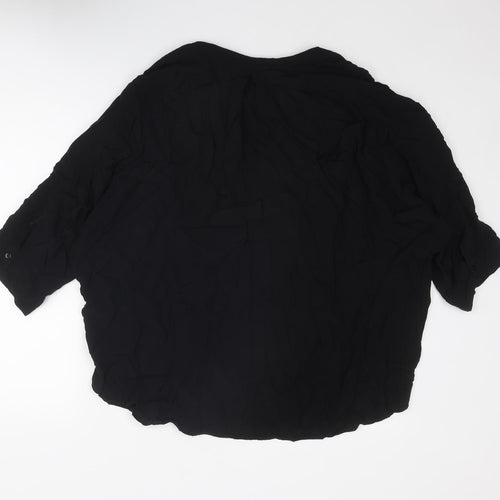 Monsoon Womens Black Viscose Basic Blouse Size XL V-Neck
