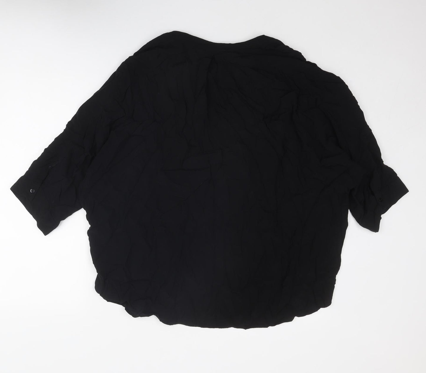 Monsoon Womens Black Viscose Basic Blouse Size XL V-Neck