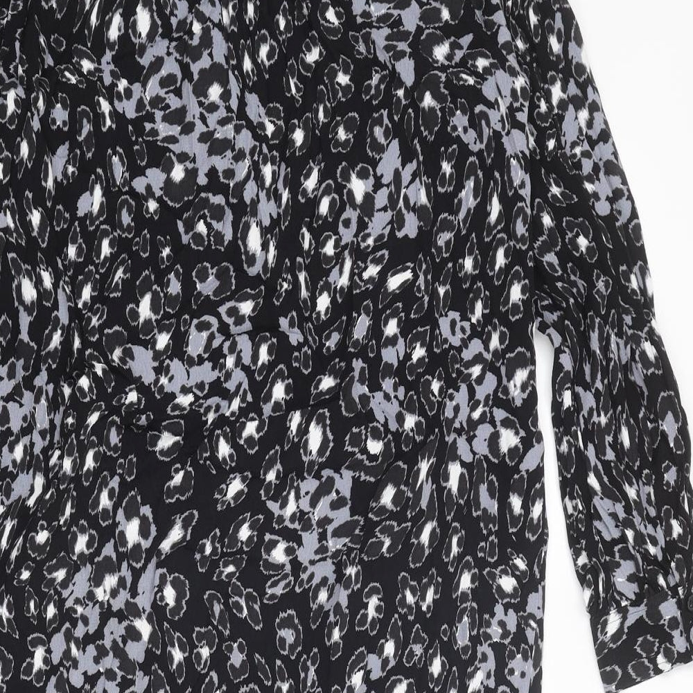 Marks and Spencer Womens Black Geometric Viscose A-Line Size 8 Sweetheart Pullover