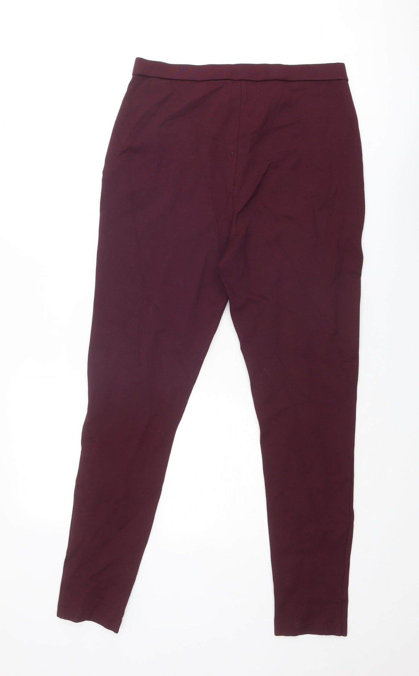Marks and Spencer Womens Purple Viscose Trousers Size 12 L28 in Regular