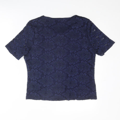 Eastex Womens Blue Polyester Basic Blouse Size 12 Round Neck