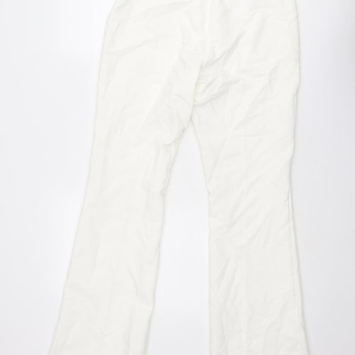 Zara Womens White Polyester Trousers Size M L32 in Regular Zip