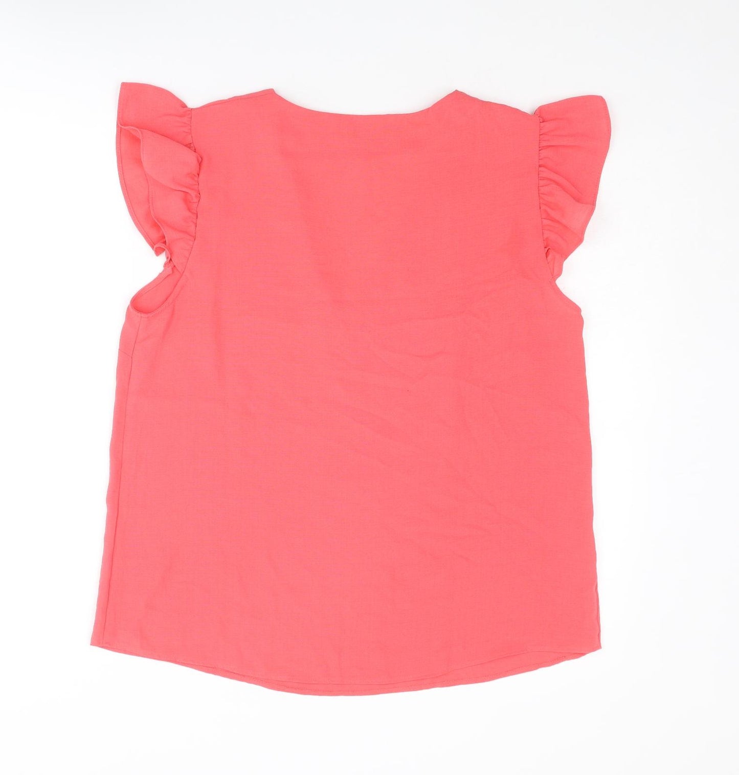 Very Womens Pink Polyester Basic Blouse Size 14 V-Neck