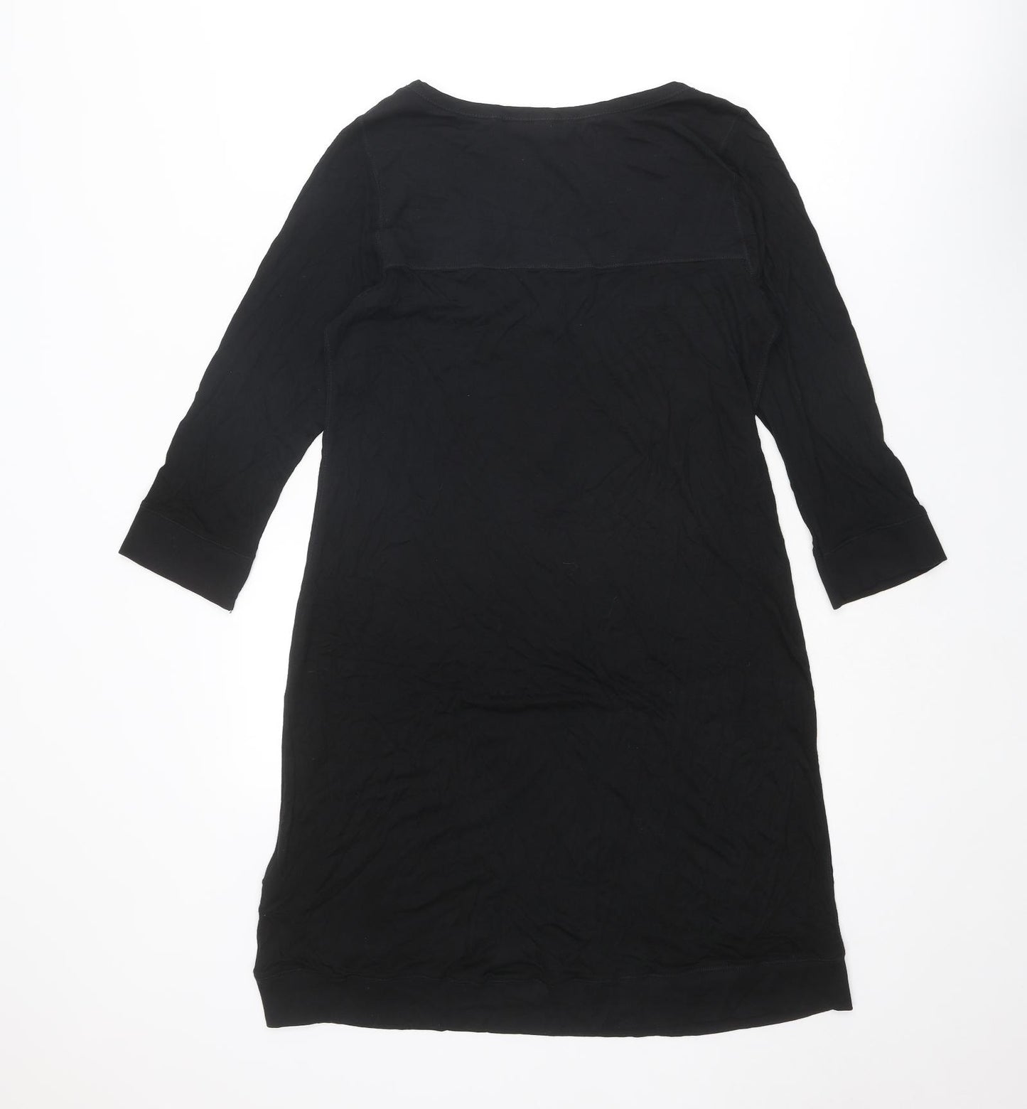 H&M Womens Black Viscose A-Line Size M Scoop Neck Button