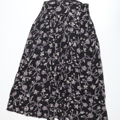 NEXT Womens Black Floral Cotton Peasant Skirt Size 10 Zip