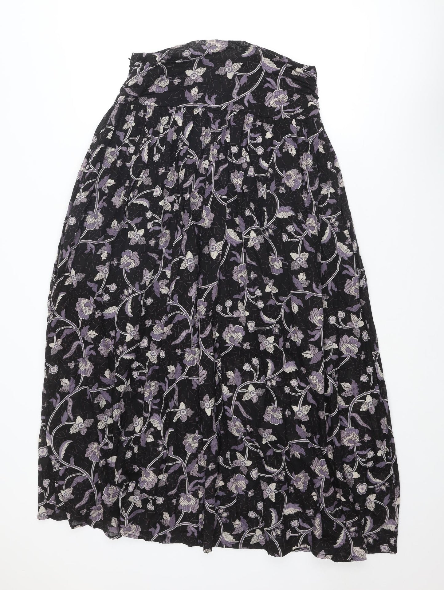 NEXT Womens Black Floral Cotton Peasant Skirt Size 10 Zip