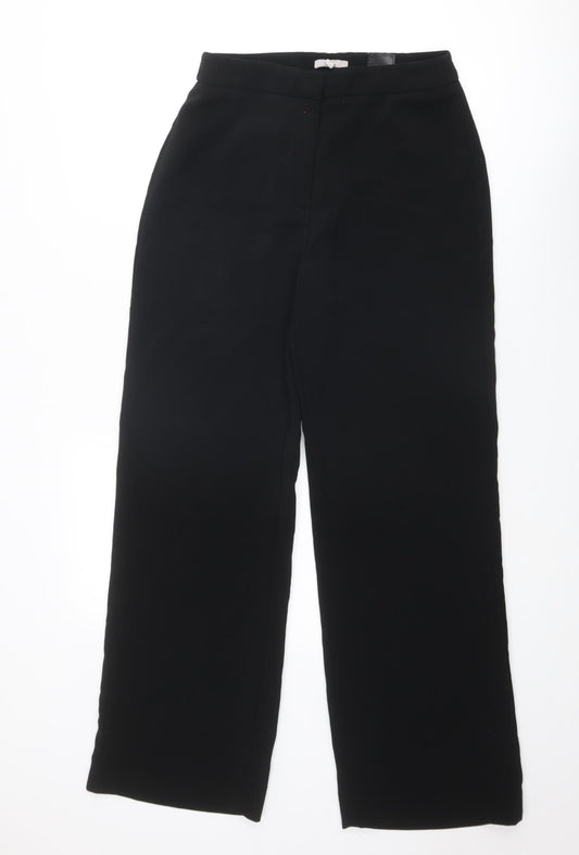 H&M Womens Black Polyester Trousers Size 12 L31 in Regular Zip