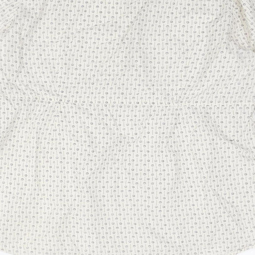 Boden Womens Ivory Geometric Cotton Basic Blouse Size 14 Round Neck