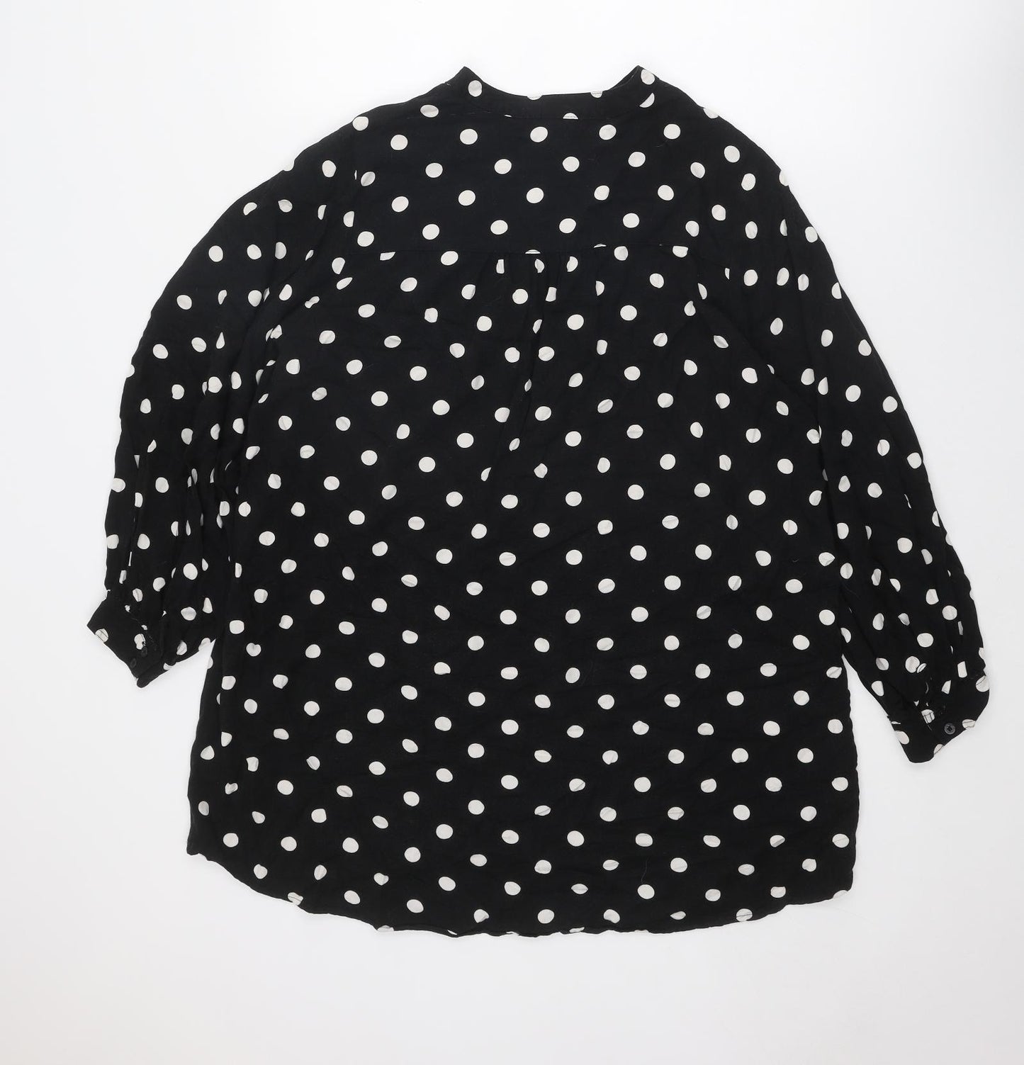 H&M Womens Black Polka Dot Viscose Shirt Dress Size M Round Neck Button