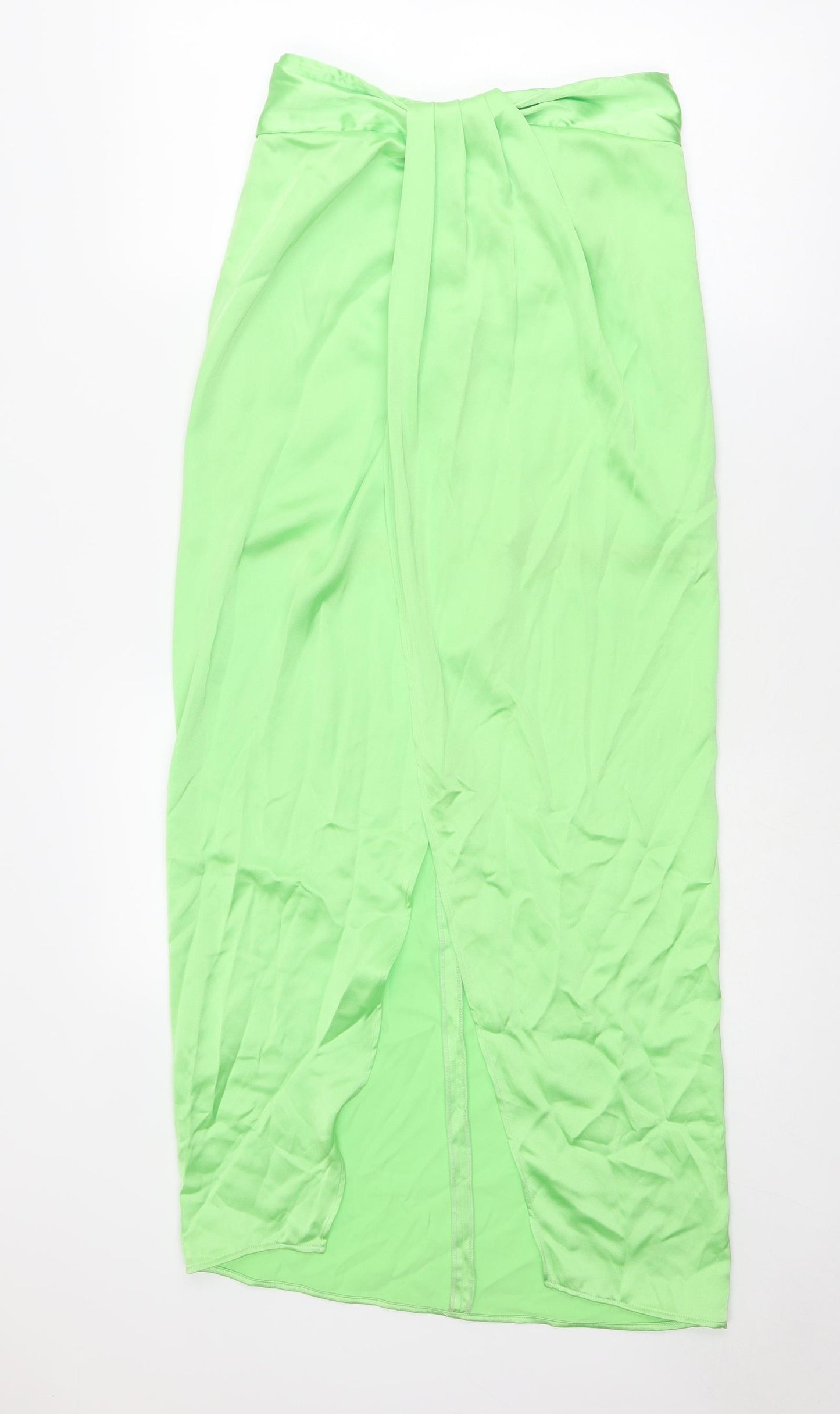 Zara Womens Green Polyester Maxi Skirt Size S Zip