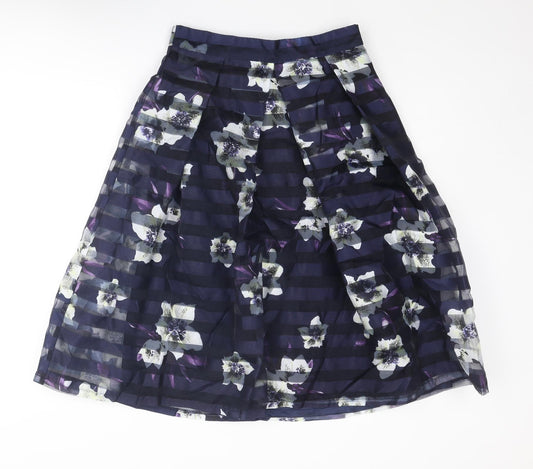 Apricot Womens Blue Geometric Polyester Tulip Skirt Size 12 Zip