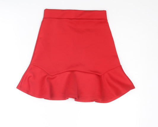 Nasty Gal Womens Red Polyester Skater Skirt Size 6