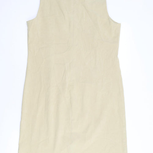 New Look Womens Beige Polyester Tank Dress Size 16 Round Neck Zip
