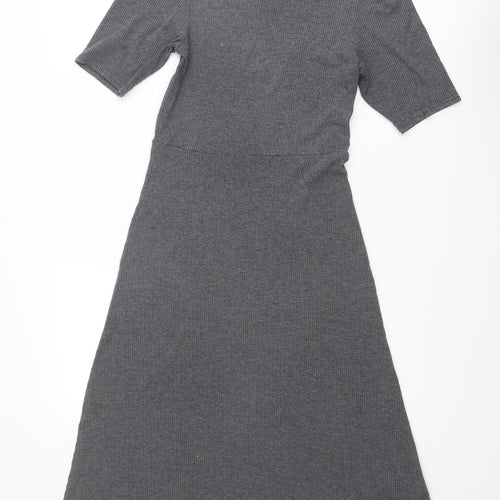 New Look Womens Grey Polyester A-Line Size 10 Mock Neck Pullover