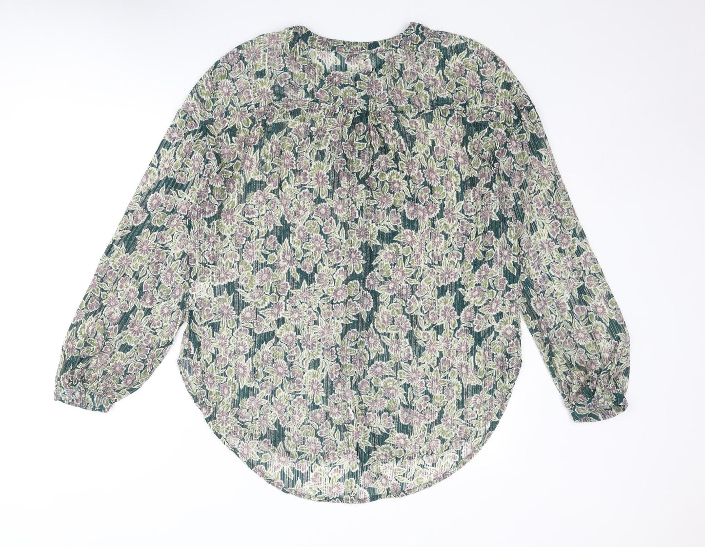 NEXT Womens Multicoloured Floral Nylon Basic Blouse Size 14 Round Neck