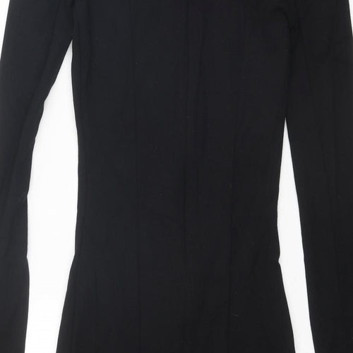 French Connection Womens Black Polyester Shift Size 8 Round Neck Zip