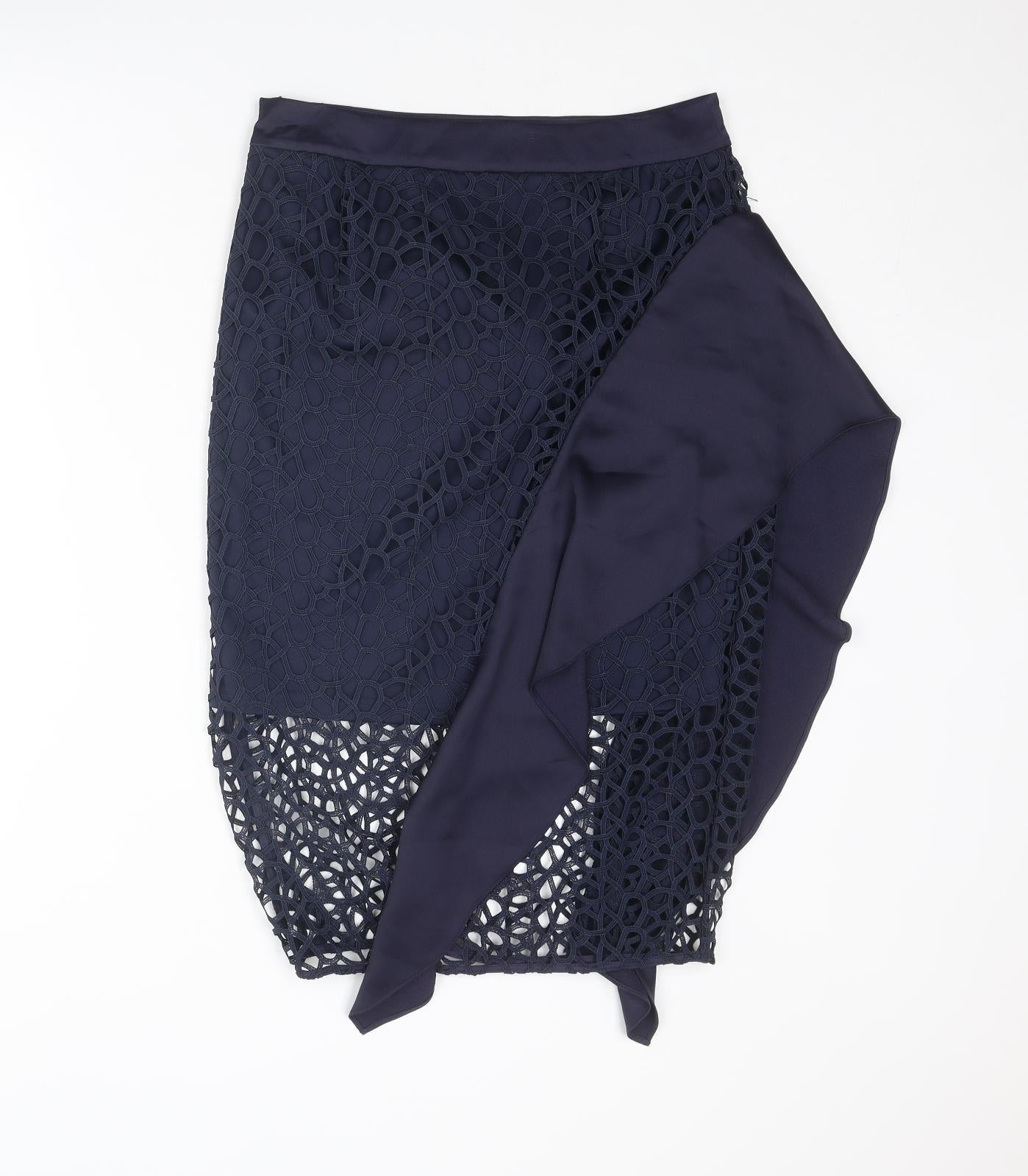Coast Womens Blue Polyester A-Line Skirt Size 10 Zip
