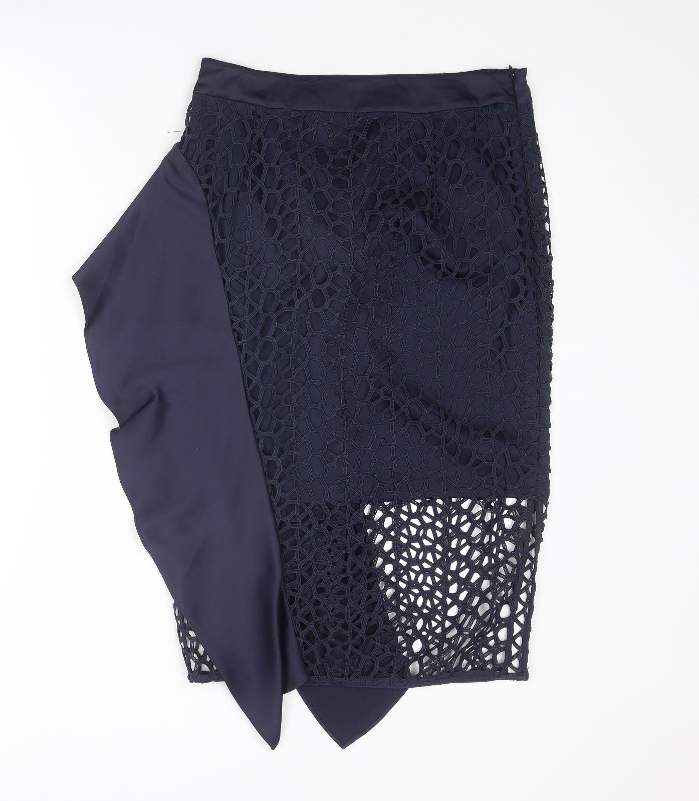 Coast Womens Blue Polyester A-Line Skirt Size 10 Zip