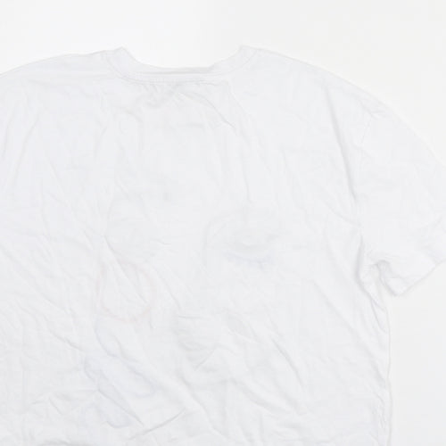 Zara Womens White Cotton Basic T-Shirt Size S Round Neck - Face