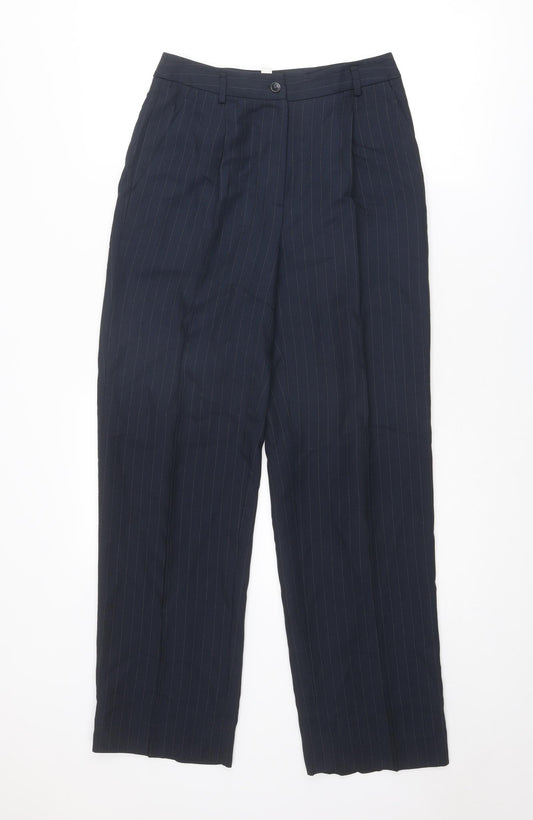 Jesire Womens Blue Striped Viscose Trousers Size 6 L28 in Regular Zip