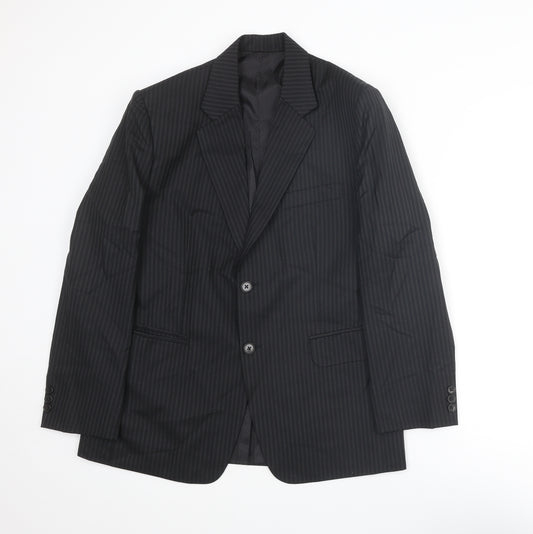 The Raymond Mens Black Striped Polyester Jacket Suit Jacket Size 36 Regular