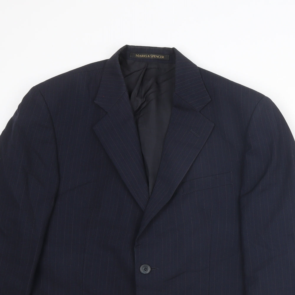 St Michael Mens Blue Wool Jacket Suit Jacket Size 40 Regular