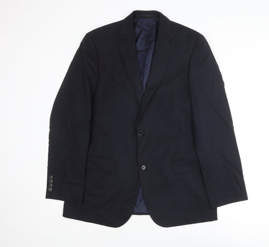 Boss Mens Blue Wool Jacket Suit Jacket Size 40 Regular