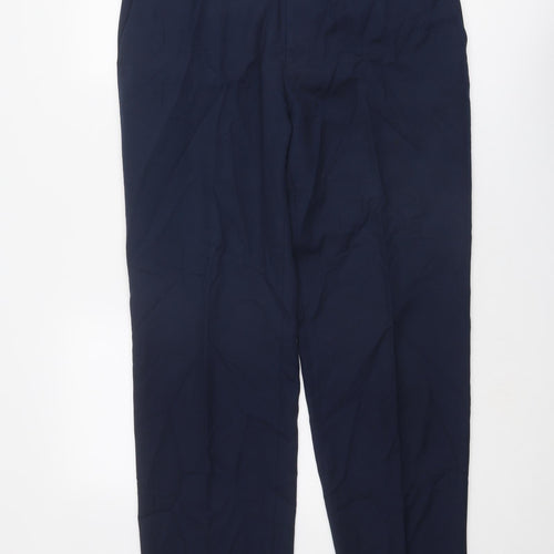 Moss Bros Mens Blue Polyester Trousers Size 36 in L30 in Regular Zip