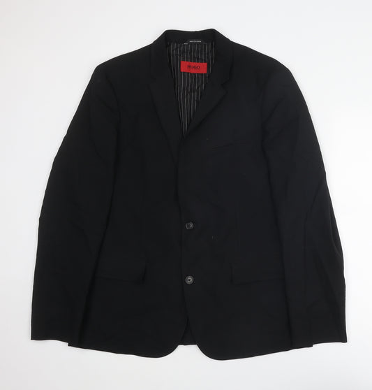 HUGO BOSS Mens Black Wool Jacket Suit Jacket Size 40 Regular