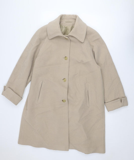 St Michael Womens Beige Overcoat Coat Size 14 Button