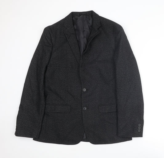 New Look Mens Black Wool Jacket Blazer Size 42 Regular