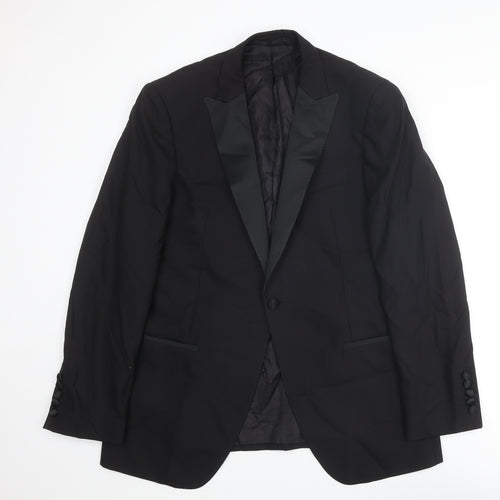Autograph Mens Black Wool Tuxedo Blazer Size 42 Regular - Five button sleeve