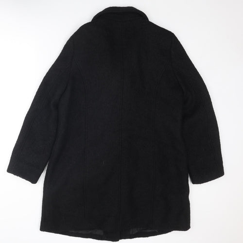 New Look Womens Black Overcoat Coat Size 16 Zip