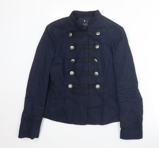 Marks and Spencer Womens Blue Military Jacket Jacket Size 10 Hook & Eye