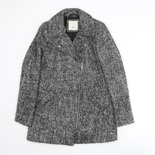 River Island Womens Grey Overcoat Coat Size 6 Snap