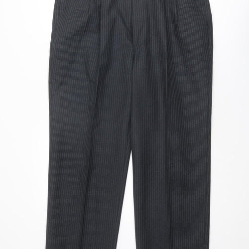 Daniel Drescott Mens Grey Striped Wool Trousers Size 38 in L30 in Regular Zip