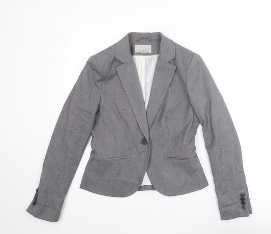 H&M Womens Grey Polyester Jacket Blazer Size 10