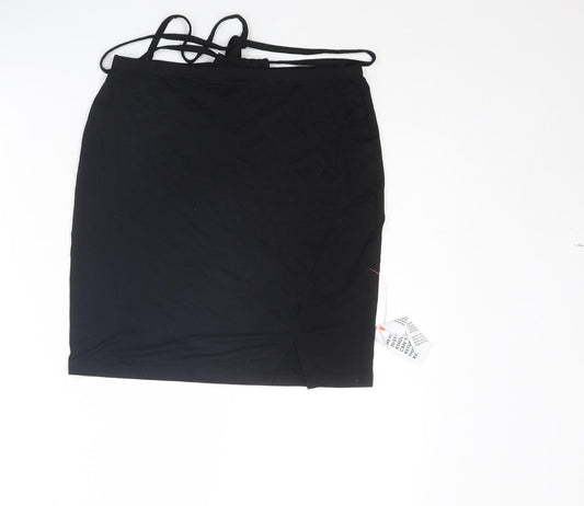 ASOS Womens Black Viscose Bandage Skirt Size 10 Tie